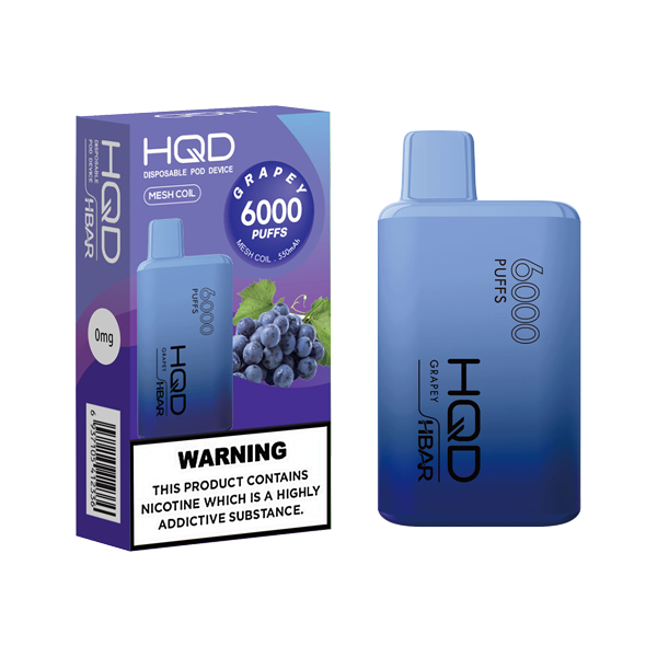 0mg HQD HBAR Disposable Vape Device 6000 Puffs - Vape Center