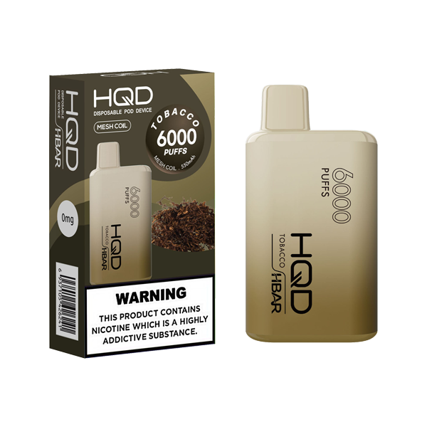 0mg HQD HBAR Disposable Vape Device 6000 Puffs - Vape Center