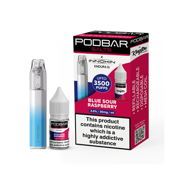 10mg Podbar Salts by Kingston x Innokin Endura S1 Disposable Vape Kit 3500 Puffs - Vape Center