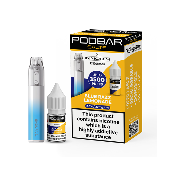 10mg Podbar Salts by Kingston x Innokin Endura S1 Disposable Vape Kit 3500 Puffs - Vape Center