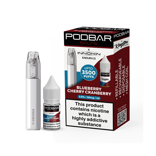 10mg Podbar Salts by Kingston x Innokin Endura S1 Disposable Vape Kit 3500 Puffs - Vape Center