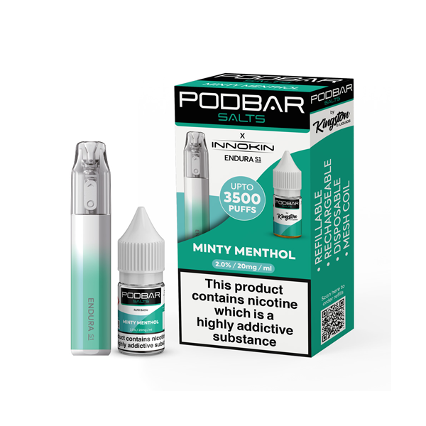 10mg Podbar Salts by Kingston x Innokin Endura S1 Disposable Vape Kit 3500 Puffs - Vape Center