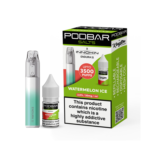 10mg Podbar Salts by Kingston x Innokin Endura S1 Disposable Vape Kit 3500 Puffs - Vape Center