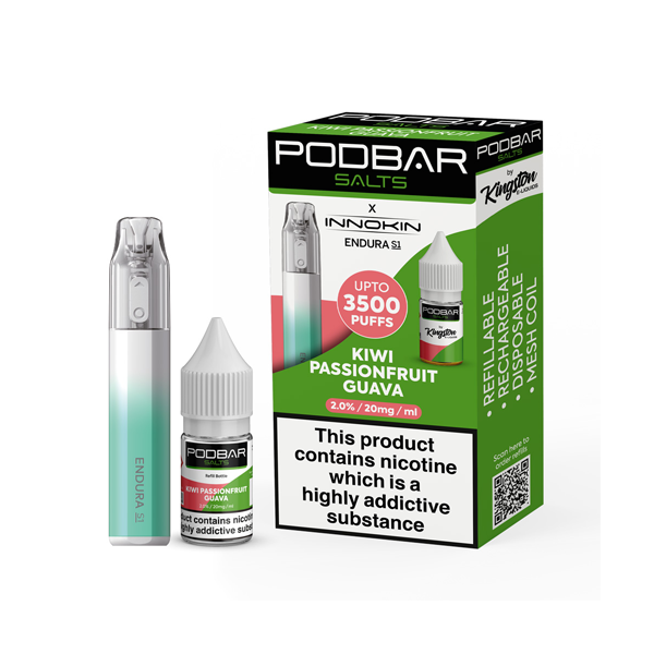 10mg Podbar Salts by Kingston x Innokin Endura S1 Disposable Vape Kit 3500 Puffs - Vape Center