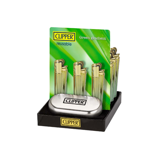 12 Clipper CMP11R Metal Flint Green Gradient Lighters - CM0S127UK - Vape Center