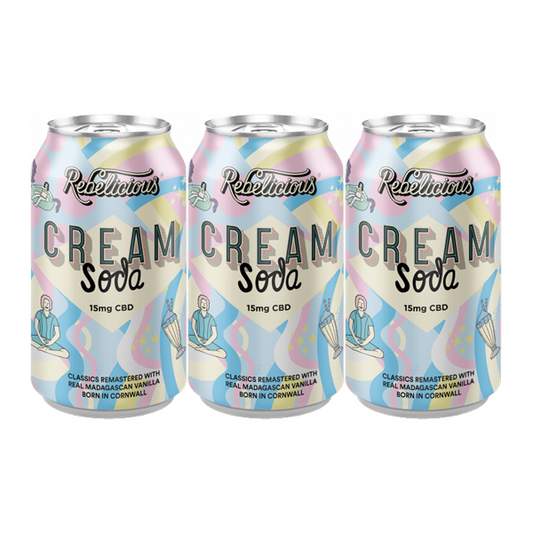 12 x Rebelicious 15mg CBD Cream Soda Sparkling Soft Drink - 330ml - Vape Center