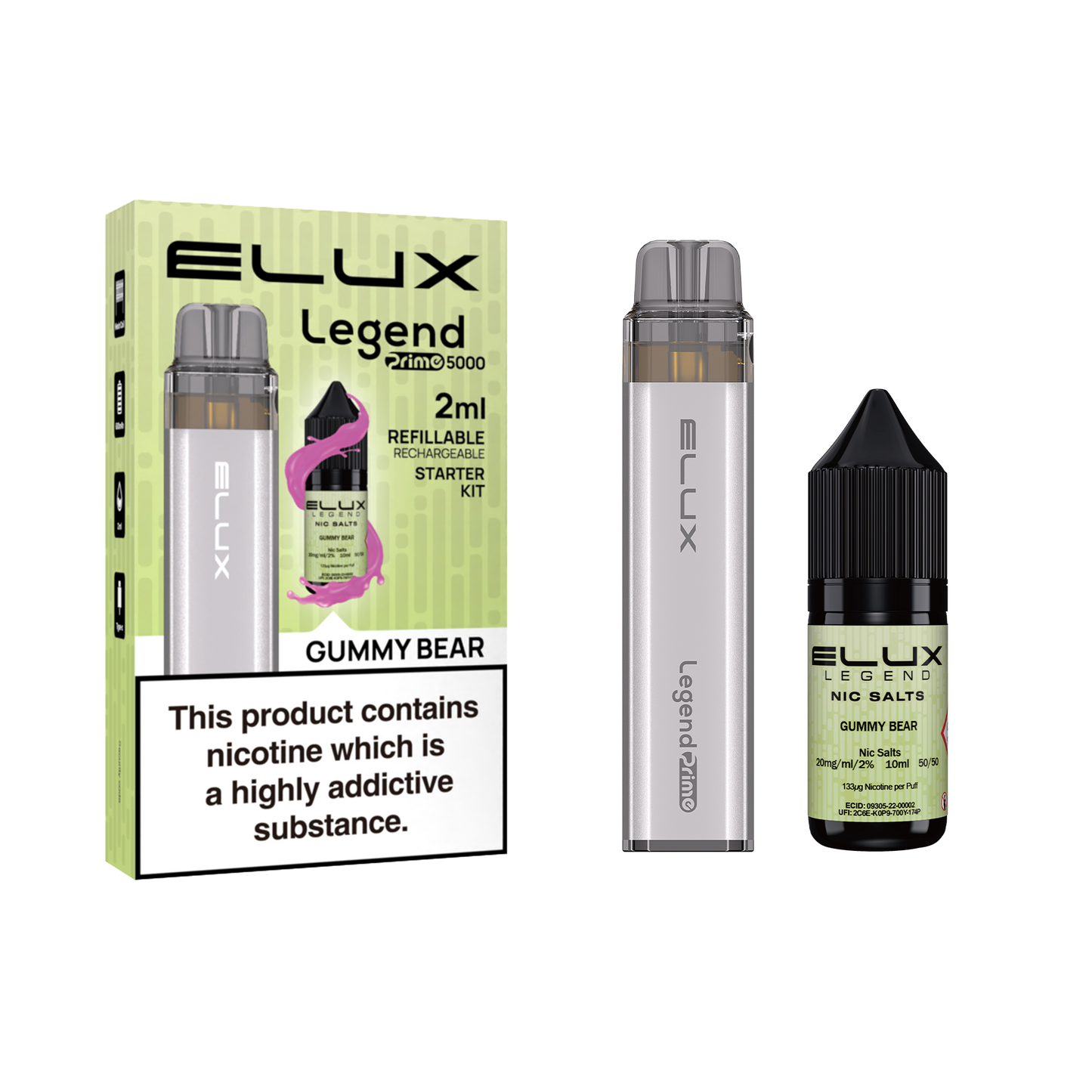 Elux Legend Prime 5000 Refillable Pod Kit + 1x20mg Nic Salt 10ml