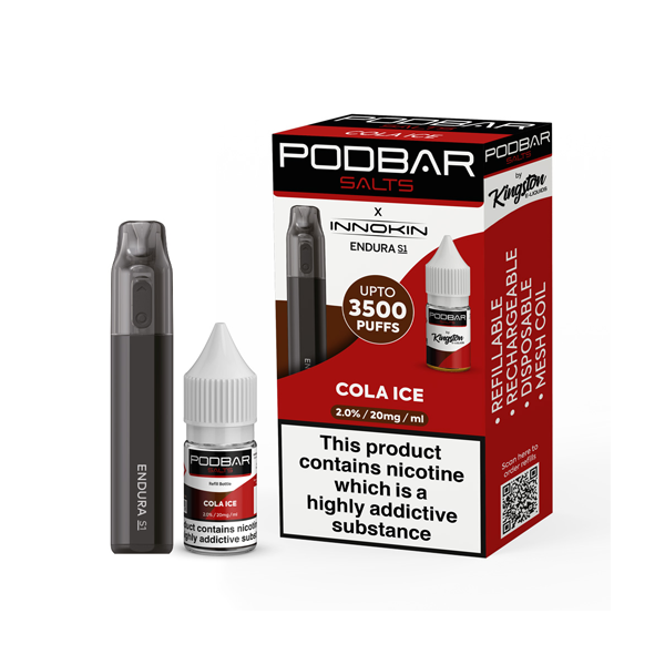 20mg Podbar Salts by Kingston x Innokin Endura S1 Disposable Vape Kit 3500 Puffs - Vape Center