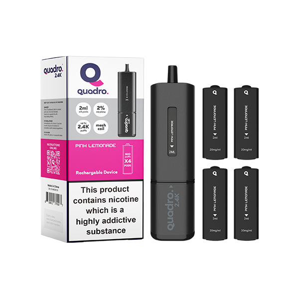 20mg Quadro 2.4K Pod Vape Kit Black Series 2400 Puffs - Vape Center