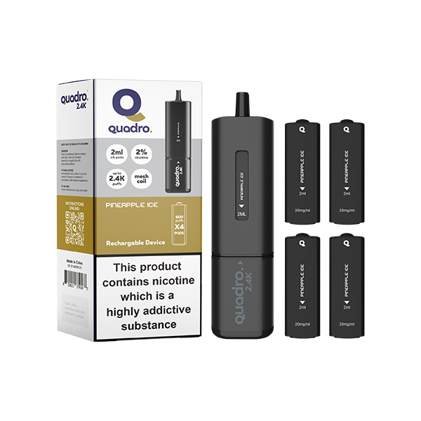 20mg Quadro 2.4K Pod Vape Kit Black Series 2400 Puffs - Vape Center