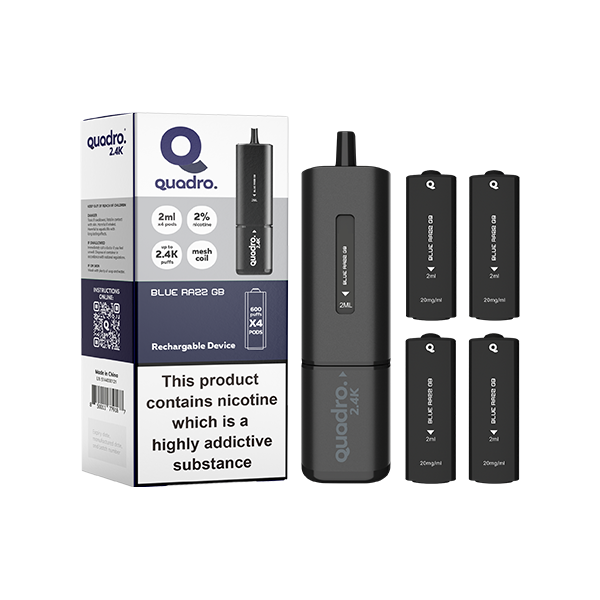 20mg Quadro 2.4K Pod Vape Kit Black Series 2400 Puffs - Vape Center