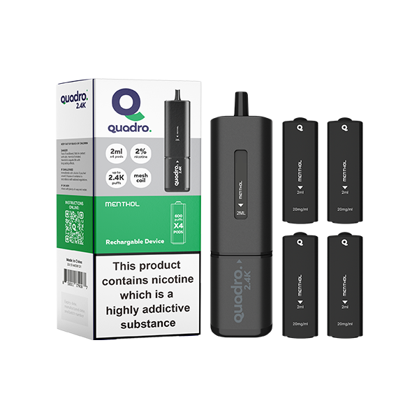 20mg Quadro 2.4K Pod Vape Kit Black Series 2400 Puffs - Vape Center