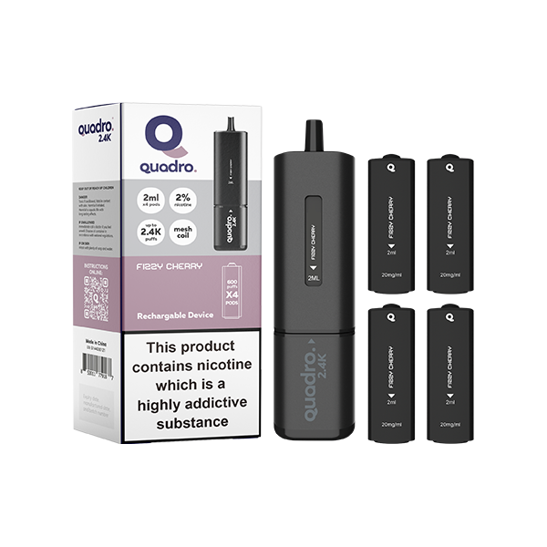 20mg Quadro 2.4K Pod Vape Kit Black Series 2400 Puffs - Vape Center