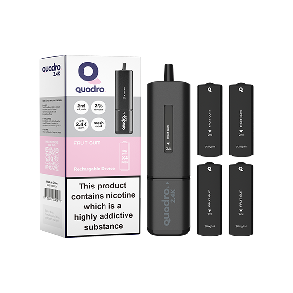 20mg Quadro 2.4K Pod Vape Kit Black Series 2400 Puffs - Vape Center