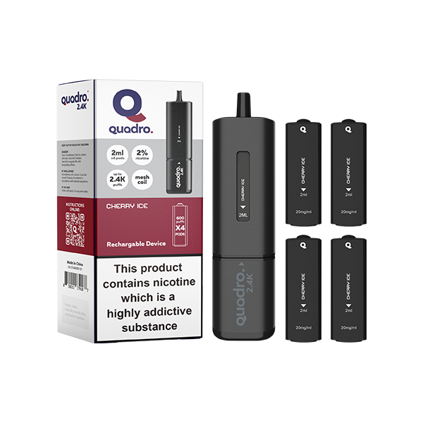 20mg Quadro 2.4K Pod Vape Kit Black Series 2400 Puffs - Vape Center