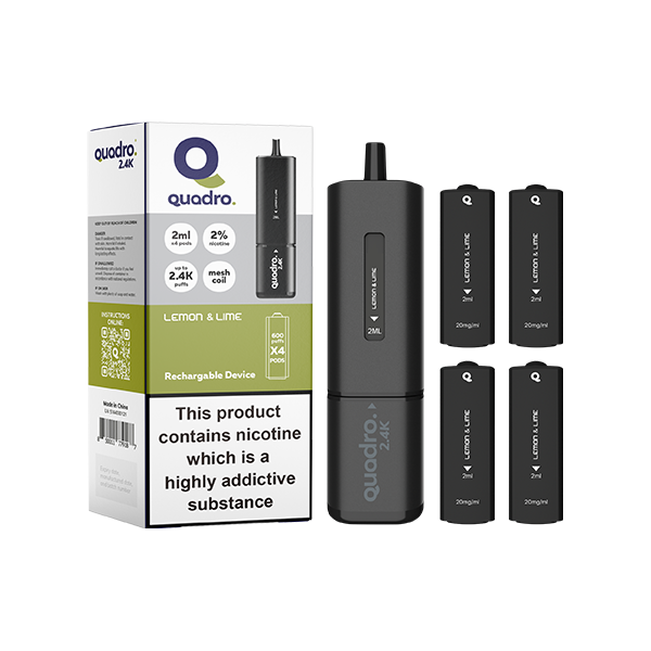 20mg Quadro 2.4K Pod Vape Kit Black Series 2400 Puffs - Vape Center