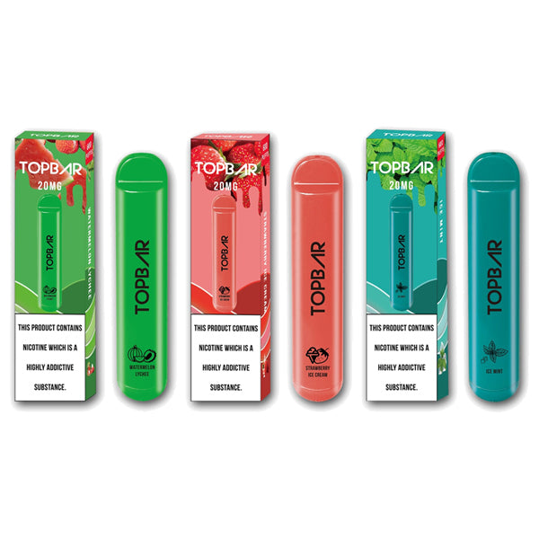 20mg Top Bar Disposable Vape Pod 600 Puffs - Vape Center