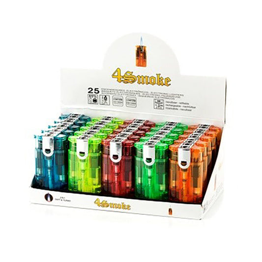 25 x 4smoke Double Flame Electronic Lighters - 8248 - Vape Center