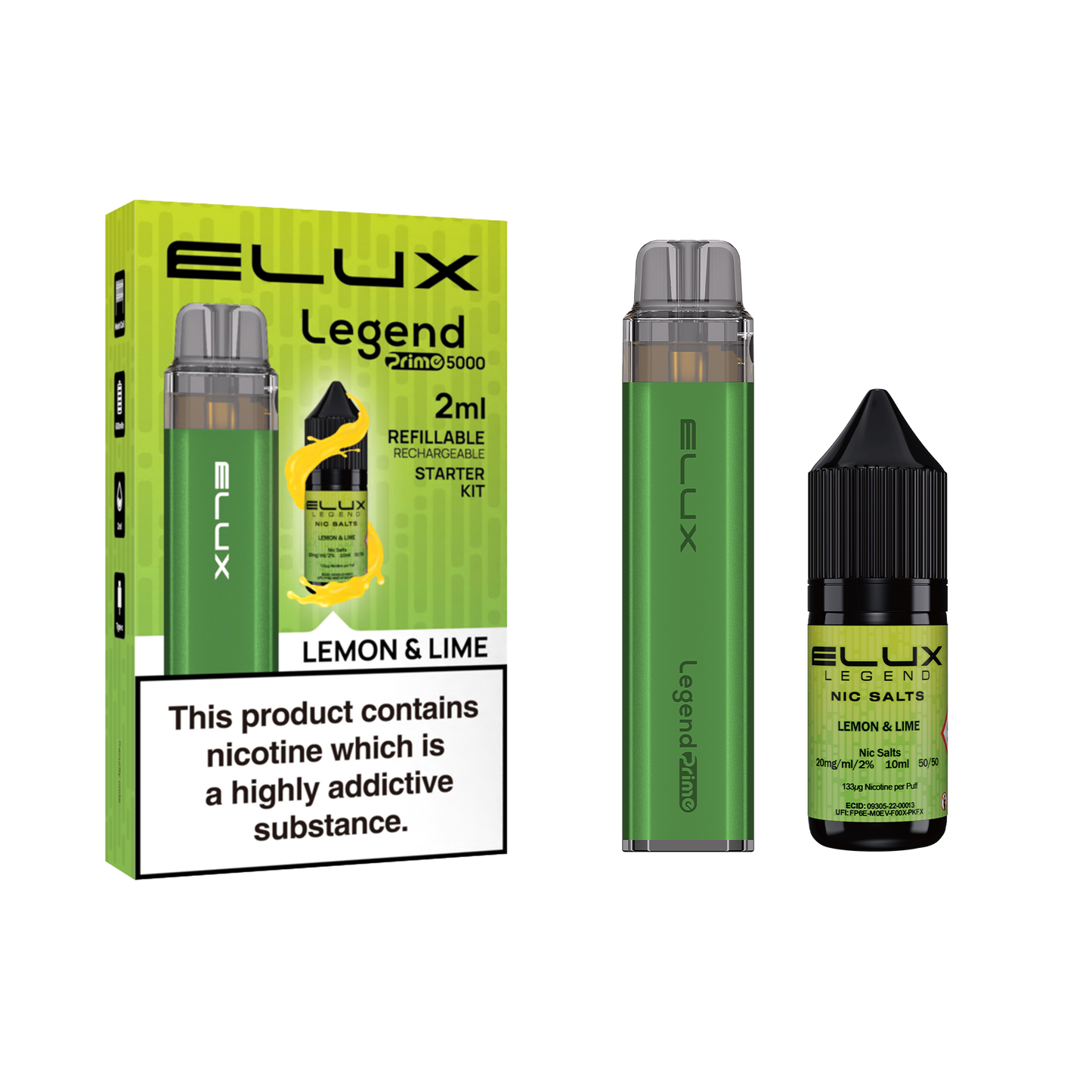 Elux Legend Prime 5000 Refillable Pod Kit + 1x20mg Nic Salt 10ml