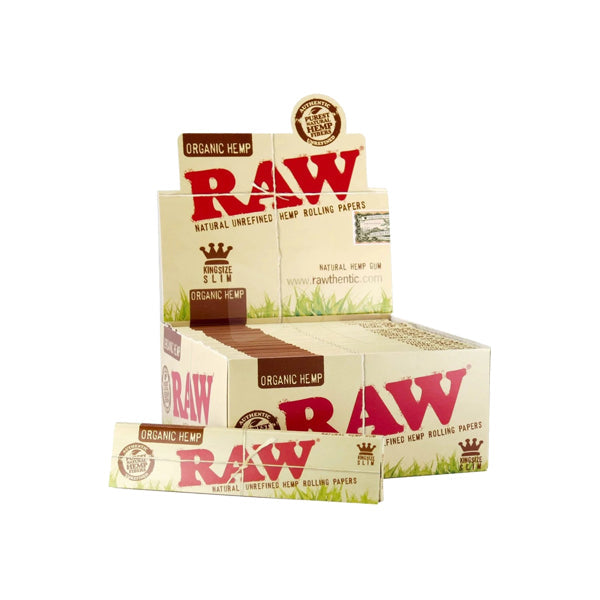 50 Raw Organic Hemp King Size Slim Rolling Papers - Vape Center