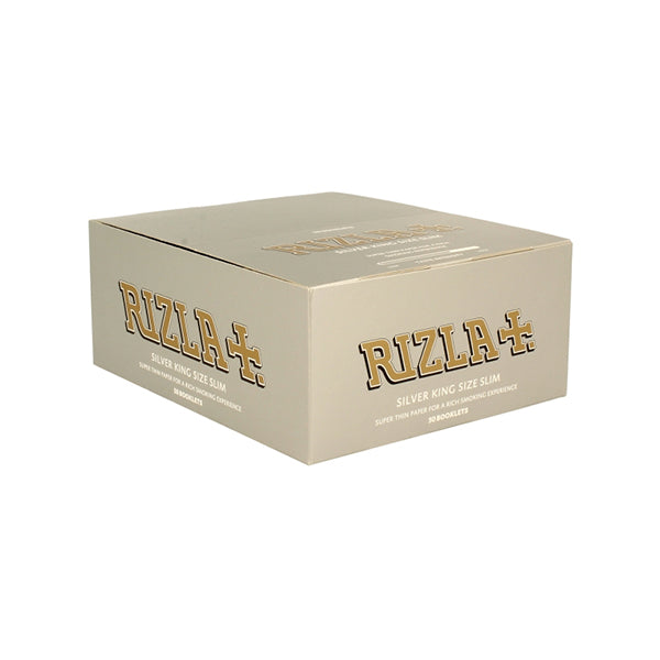 50 Silver King Size Slim Rizla Rolling Papers - Vape Center