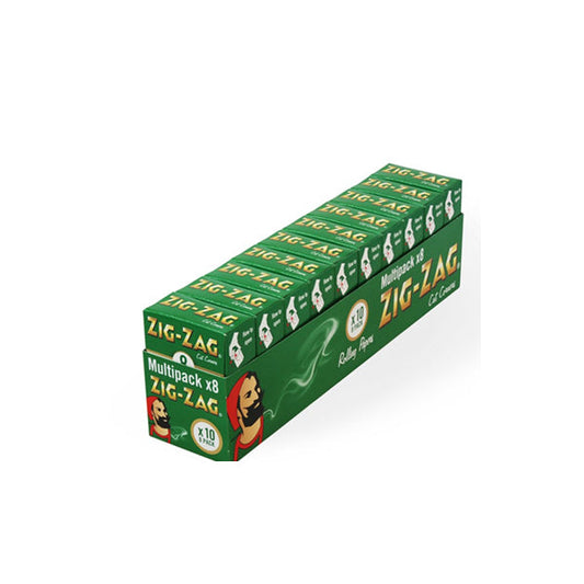 8 Booklet Zig-Zag Green Regular Rolling Papers - Pack Of 10 - Vape Center