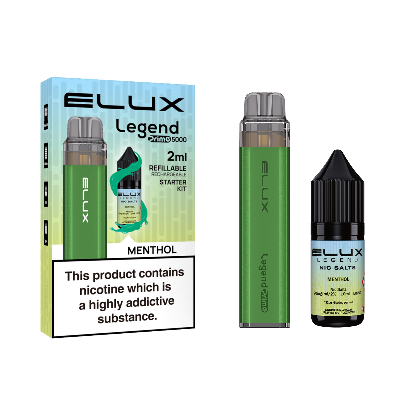 Elux Legend Prime 5000 Refillable Pod Kit + 1x20mg Nic Salt 10ml