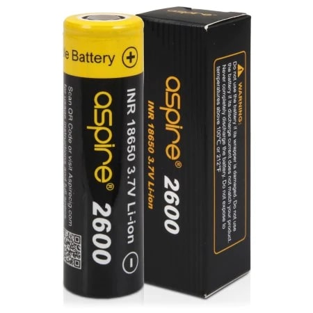 Aspire 2600mAh 18650 Battery - 2 Pack - Vape Center