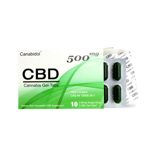 CBD by British Cannabis 500mg CBD Gel-Tabs 10 Capsules - Vape Center