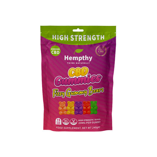 Hempthy 1000mg CBD Fizzy Gummy Bears Gummies - 50 Pieces - Vape Center