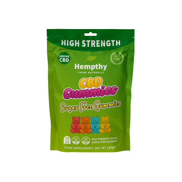 Hempthy 1000mg CBD Sugar Free Gummies - 50 Pieces - Vape Center