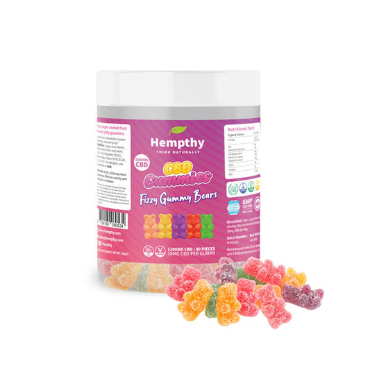 Hempthy 1200mg CBD Fizzy Gummy Bears - 40 pieces - Vape Center