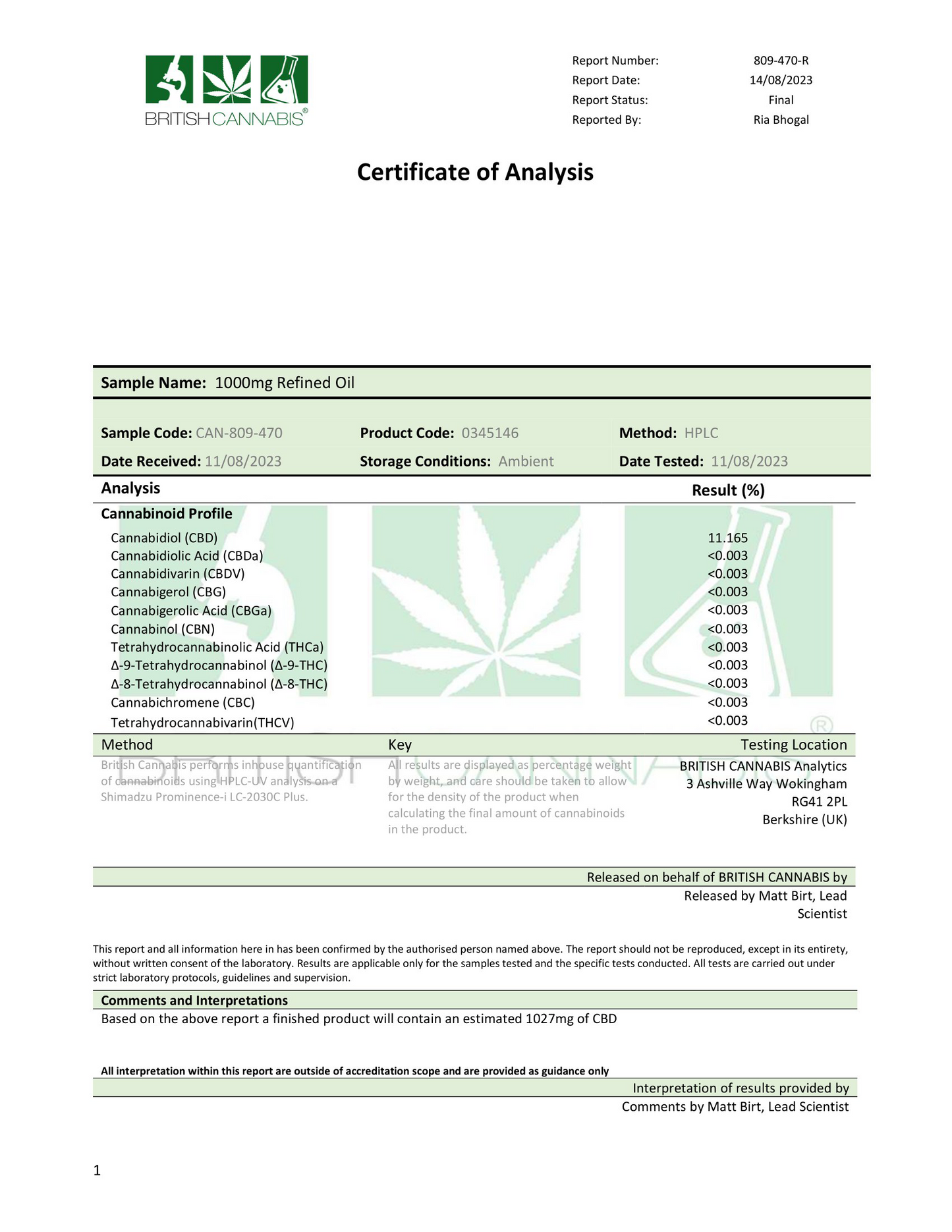 Hempura 1000mg CBD Broad Spectrum Oil Refined with terpenes - 10ml - Vape Center