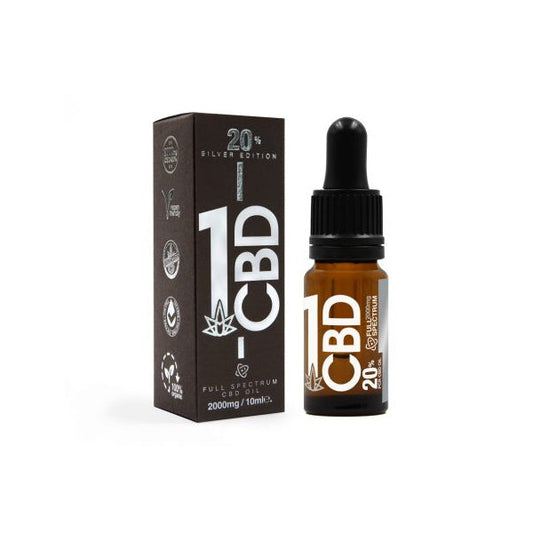 1CBD 20% Pure Hemp 1000mg CBD Oil Sliver Edition 5ml