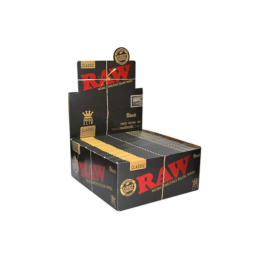 Raw Classic King Size Slim Black Rolling Papers - Vape Center