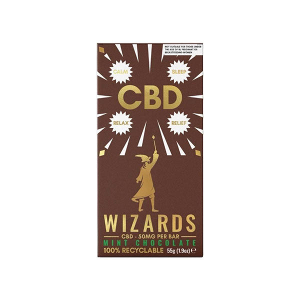 The Wizards Magic 50mg CBD Mint Chocolate Bar - 55g - Vape Center